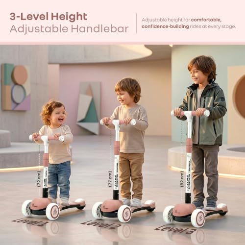 Image of R for Rabbit Road Runner Swift Scooter for Kids with Lights, 3-Level Adjustable Height, PU LED Wheels for 3+ Years Baby Boys & Girls, Up to 75 KG Weight (Dusty Rose)