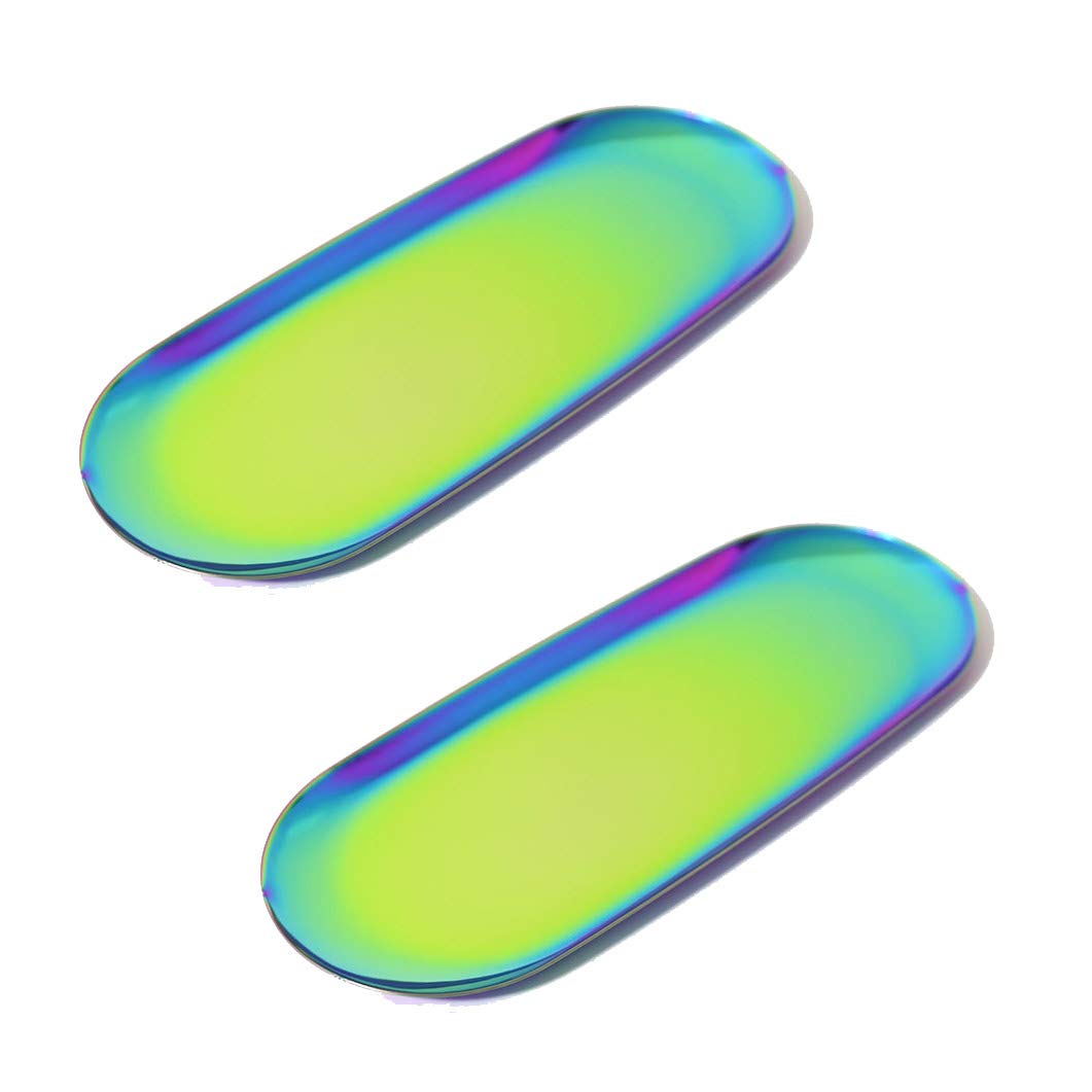 Davi Atelier Stainless Steel Jewelry Tray Cosmetics Holder Display Organizer for Keys Phone Jewelry Watch Wallet Trinket (Rainbow Medium)