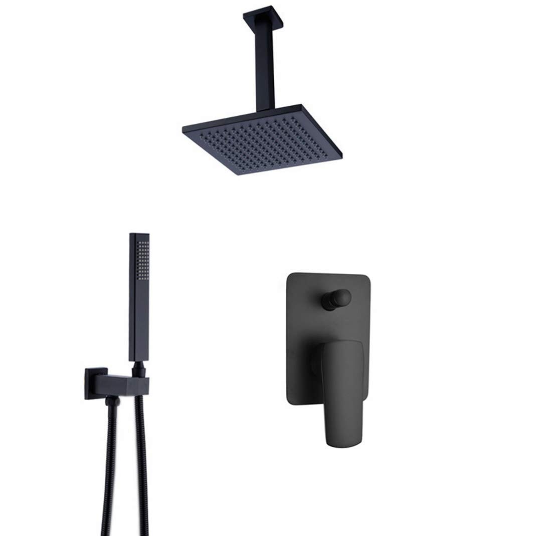 Ensemble de douche noir en laiton de qualité luxe pour une salle de bain moderne au plafond