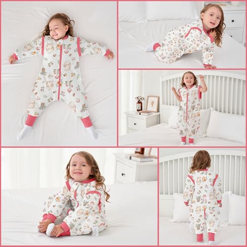 Image of LAT Winter Baby Sleep Bag with Feet,3-way zip Wearable Blanket with Removable Sleeves,Warm Sack for Toddler 2.5 TOG