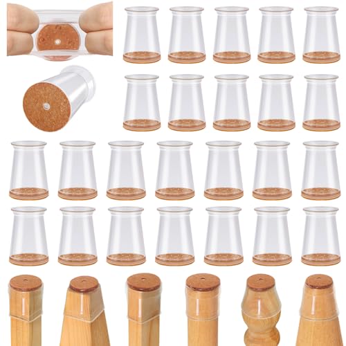 24 Pcs Chair Leg Floor Protectors for Hardwood Floors Silicone Covers to Protect Wood Tile Floors Scratches Felt Pads Furniture Leg Caps No Noise (Fit:0.5