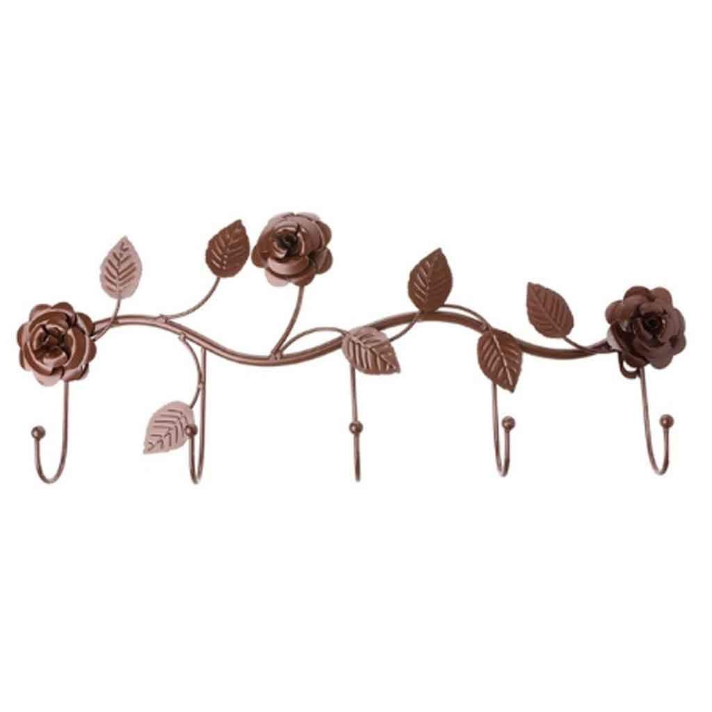 Mobygkfy Wit Iron Hooks Vintage Iron Rose Leaves Hook Coat Hat Bag Hanger Organizer Holder Wall Decor(Wit)