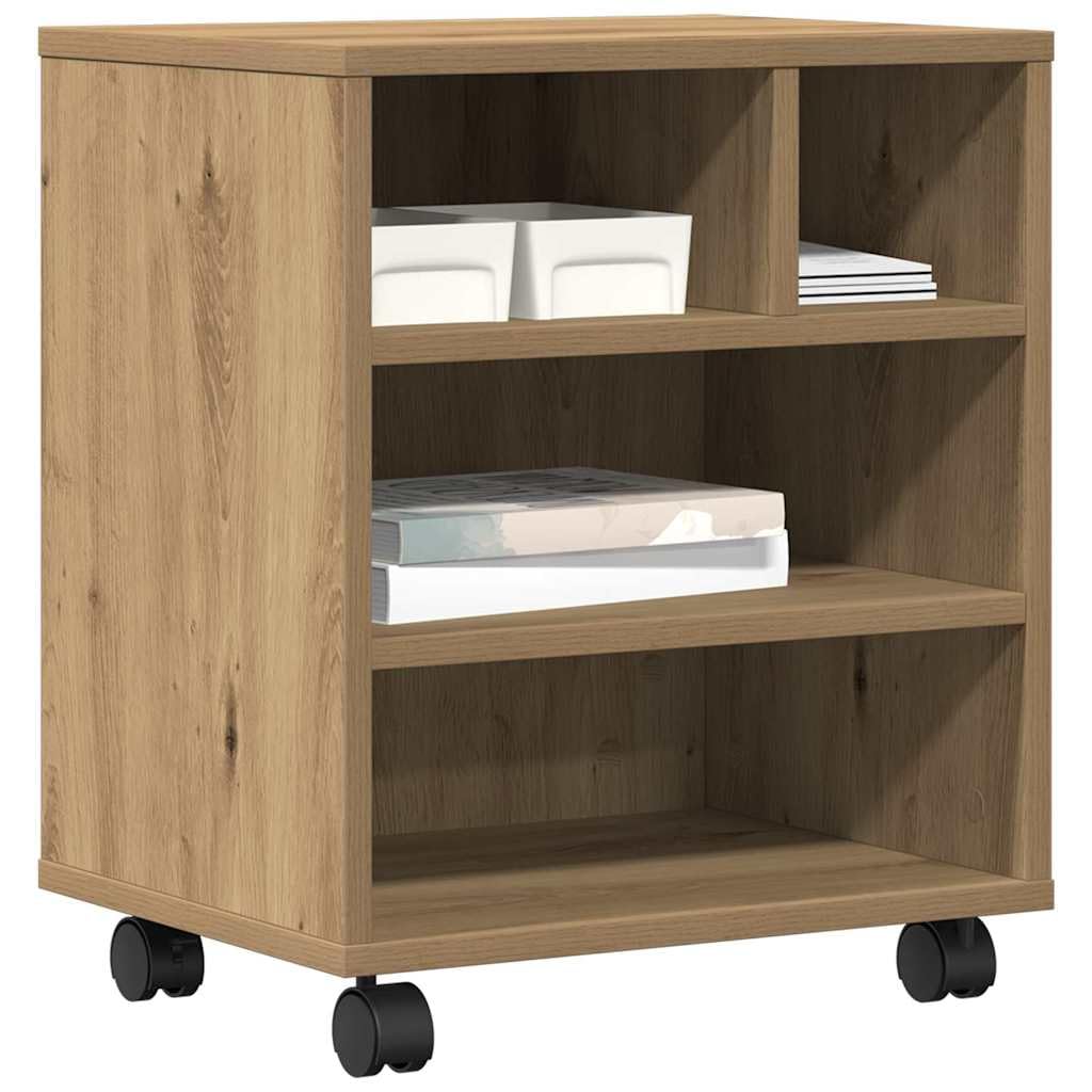 Tomostar Support d'Imprimante avec roulettes, Caisson de Bureau Support Imprimante Chariot Mobile Meuble Imprimante Bureau chêne Artisanal 41 x 32 x 48 cm