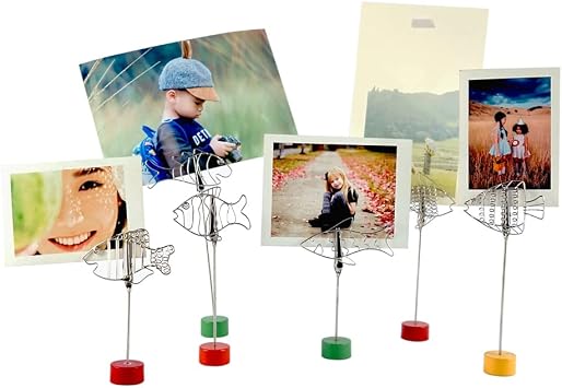 Cute Animal Picture Clip Frame Holder, Card Photo Clips Holder Desk Stand for Memo Paper Note Photo Card Christmas Wedding Party Display -Set of 6 Fish