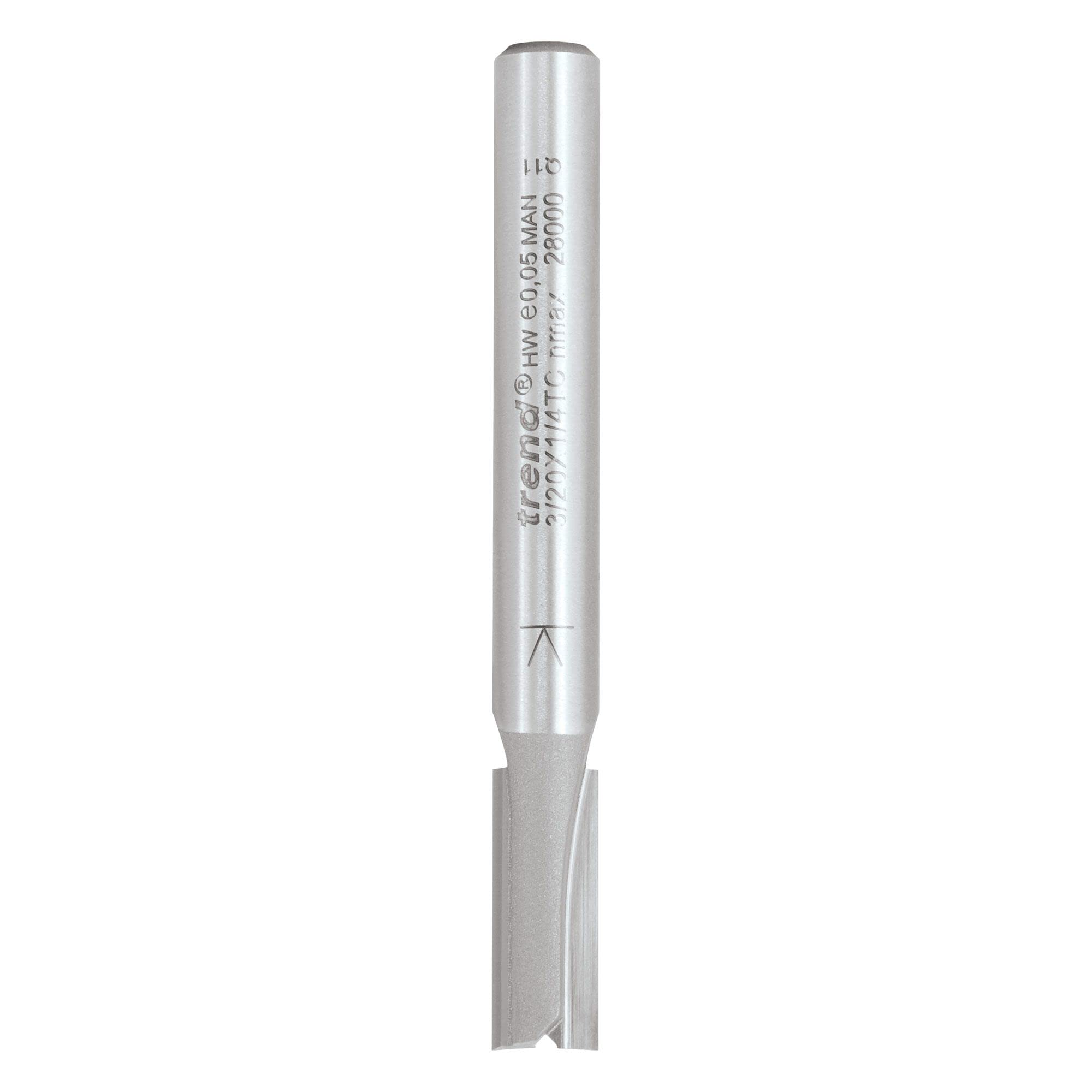 Trend Profesjonalny frez prosty dwupiórowy do frezarki górnowrzecionowej, trzpień 1/4 cala, średnica cięcia 6,3 mm, długość cięcia 16 mm, węglik spiekany (TCT), 3/20X1/4TC