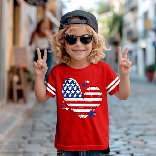 Image of Girls 4th of July Shirt Kids USA Shirts American Flag Tshirt Girls Boys Patriotic T Shirt Independence Day Tee Tops