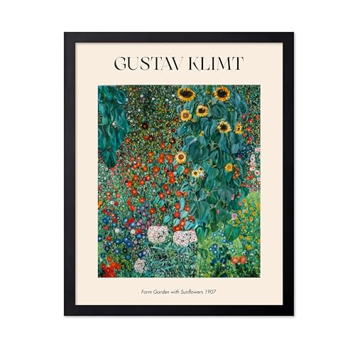 Poster Master Gustav Klimt Poster - Lady with a Fan Print - Portrait Art - Abstract Design - Bird Design - Symbolism Print - Gold Leaf Decor - Nouveau Living Room or Office Decor - 11x14 Black Framed