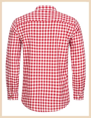 Stockerpoint Trachtenhemd OC-Franzl | kariert | modern Fit Rot XL