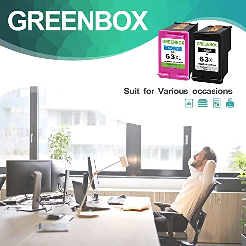 Greenbox Remanufactured 63Xl High Yield Ink Cartridge Combo Pack Replacement For Hp 63Xl 63 Xl Officejet 3830 5255 5258 Envy 4520 4512 4513 4516 Deskjet 1112 1110 3630Printer Ink(1 Black 1 Tri-Color) #TOP5