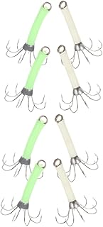 NOLITOY 8 Pçs Gancho De Lula Isca De Pesca De Lula Iscas Duras Isca De Pesca Luminosa Iscas De Pesca Noturna Brilham No Escuro Isca De Pesca Peixe De Água Doce Aço Inoxidável Para Girar