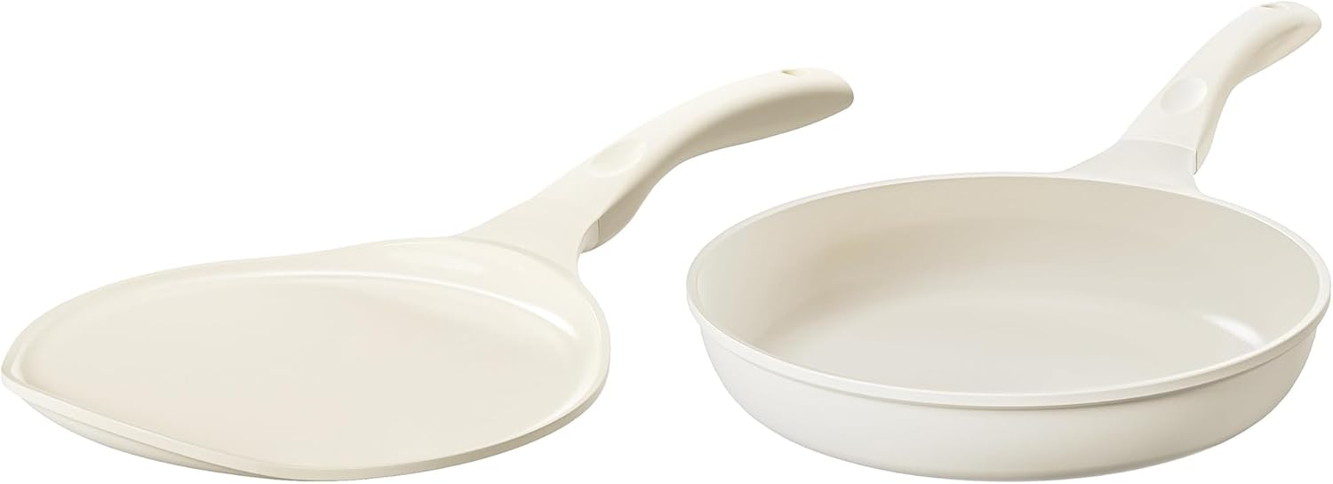 Redchef Nonstick Crepe Pan 12 Inch with Ceramic Coating and 11 Inch Ceramic Nonstick Frying Pan, PFAS & PFOA-Free, Non-Toxic, Induction Compatible Pans, Ergonomic Handles, Suitable for All S