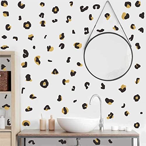 Polka Dots Wall Decals Gold Wall Decal Leopard Decals Cow Vinyl Wall Decal Abstract Wall Stickers Removable Peel and Stick Wall Sticker for Living Room Bedroom Decor