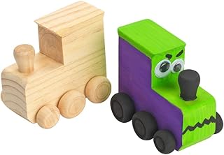 Colorations® Decorate Your Own Wooden Trains, Set of 12, Craft for Kids & Fun Home Activities, Create Unique & Personal Designs, Fun Kids Craft Project, Craft Project for Boys & Girls, Craft & Enjoy!