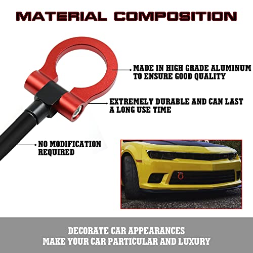 Xotic Tech Sport Track Racing Style Cnc Aluminum Screw-On Tow Hook Front Bumper Compatible With Chevrolet Camaro 2016-2021 (Red) #TOP4