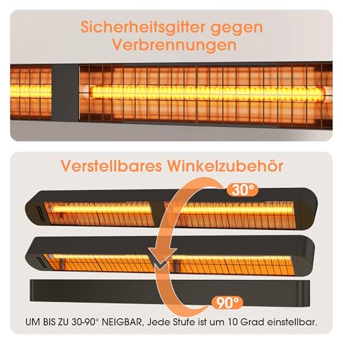 Byecold Infrarotheizung 1500W, Infrarot Heizstrahler mit Fernbedienung & WiFi APP, Wall-Mounted Hanging...