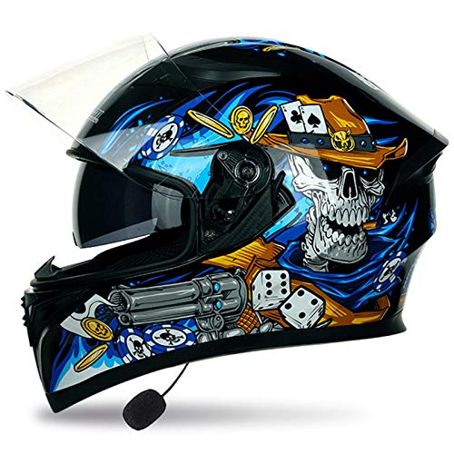 ZLYJ Cascos De Motocicleta con Bluetooth, Modular Abatible hacia Arriba, Delantero, Casco Integral con Visera Doble, Cascos para Adultos Aprobados por ECE B,XL(61-62cm)