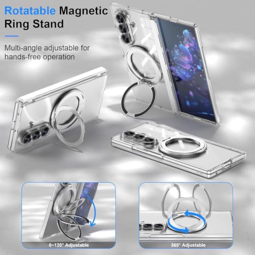 Image of EGOTUDE for Samsung Z Fold 7 Case | Clear Hard Back Cover with 360 Magnetic Rotate Stand