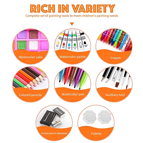 اتش جي بي فيسو مجموعة لوازم فنية مكونة من 145 قطعة، لوازم رسم مع علبة الومنيوم محمولة، هدية رائعة لفناني الرسم للاطفال والمراهقين والاولاد والبنات والمبتدئين والفنانين (يونيكورن-بينك)