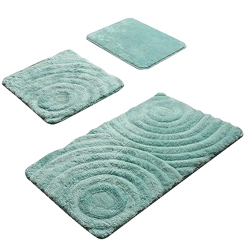 Setmat Set 3 pièces nuances de bleu tapis de douche aux finitions soignées - 2