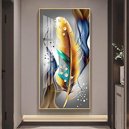 Peinture plume or scandinave 60x120 cm pour salon moderne