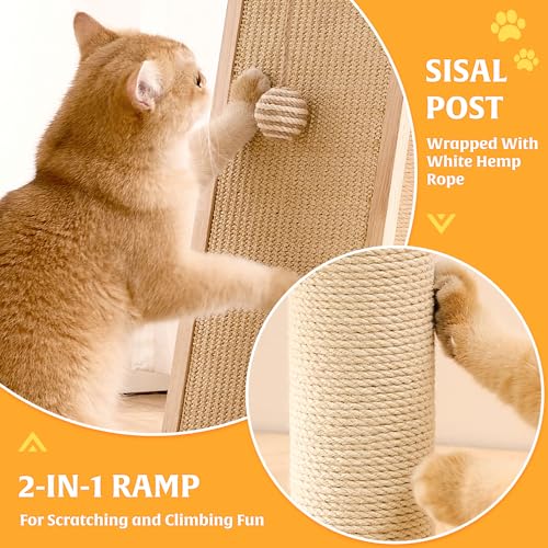 Torre para gatos de madera sólida HITTITE con cama y rascador miniatura 4