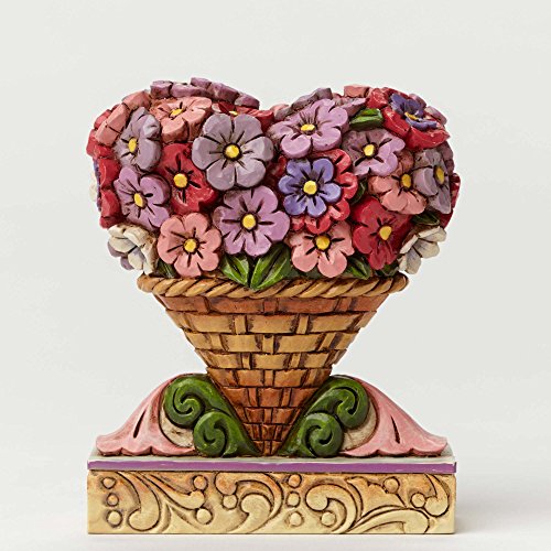 Jim Shore Heartwood Creek Mini Flower Heart Bouquet Stone Resin Figurine, 3”