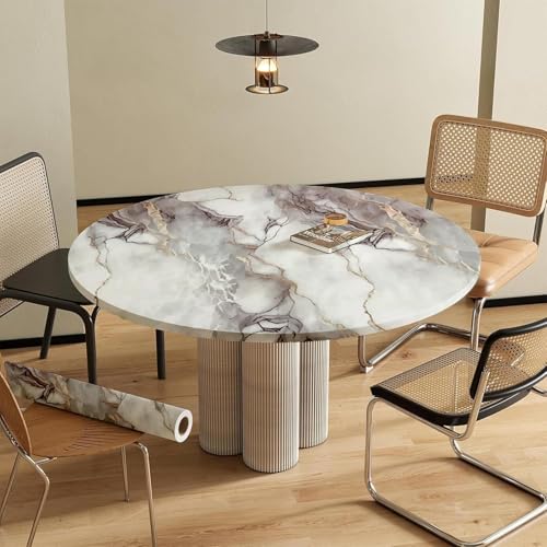 Image of VOLITO Self Adhesive Marble Wallpaper Kitchen Wallpaper Oil Proof & Waterproof Wallpaper for Cabinet Makeover, Almirah, Plastic & Tabletop, Wardrobe (60x200cm) (V-New White Brown)