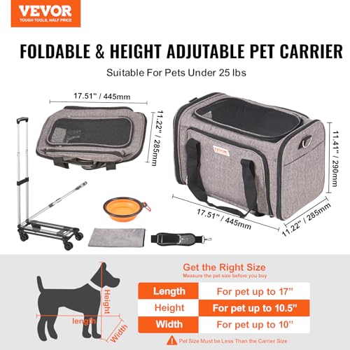 Vevor CAT CARRIER WITH WHEELS 25LBS Airline Approved Pet Carrier thumb #11