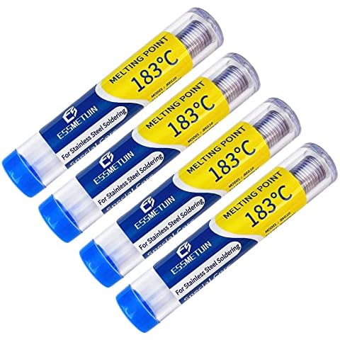 Essmetuin Special Core Solder Wire For Stainless Steel/Nickel Sheet/Zinc Flake/Copper/Iron Sheets/Aluminum Soldering, Multifunctional Core Solder Wire 1.0mm(0.04in) 3.8oz/4pack Cover