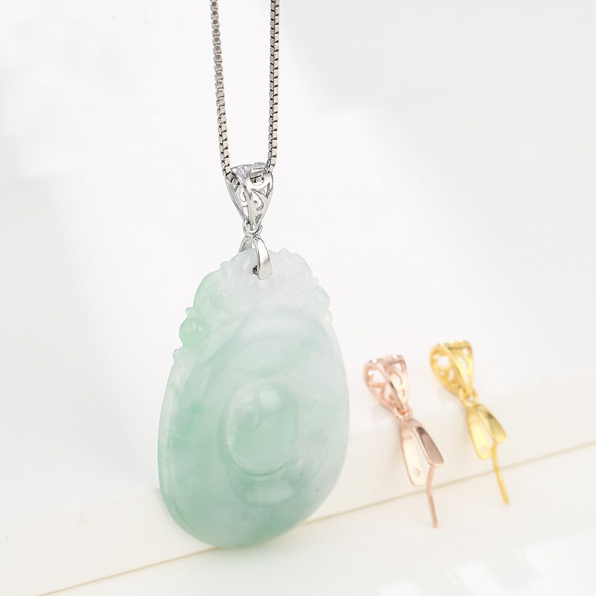 2pcs 925 Sterling Silver Pendant Bail Connector Clasp Charms for Necklace DIY Jewelry Craft Making Accessories (Platinum color) - Image 6