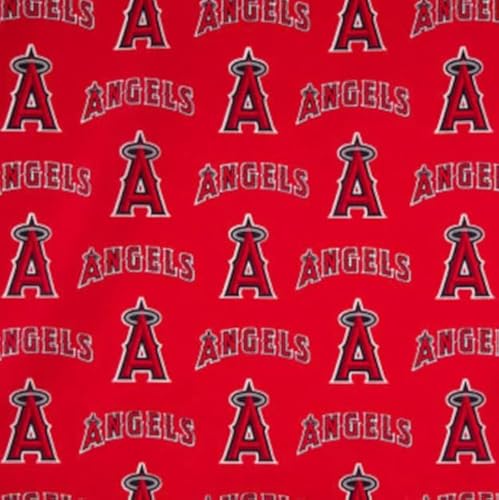 Los Angeles Angels of Anaheim MLB Baseball Fabric, Licensed, Red
