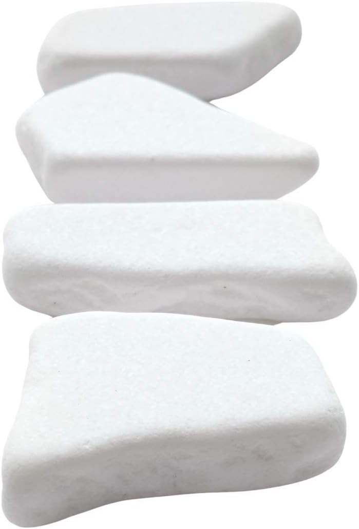 Capcouriers Flat White Rocks For Painting - Santorini Stones - 4 Painting Rocks - About 2-3.25 Inches In Length - Stones Are Dusty