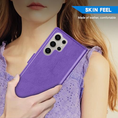 Image of ZZXX for Samsung Galaxy S25 Ultra Wallet Case with [RFID Blocking] Card Slot Kickstand Magnetic Closure Leather Flip Fold Protective Phone Case for Galaxy S25 Ultra 5G Case Wallet(Purple-6.8 inch)