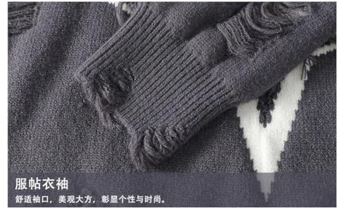 Men Printed Star Sweater Thick Warm Sweaters Korean Harajuku Winter Jumpers Knitwear3