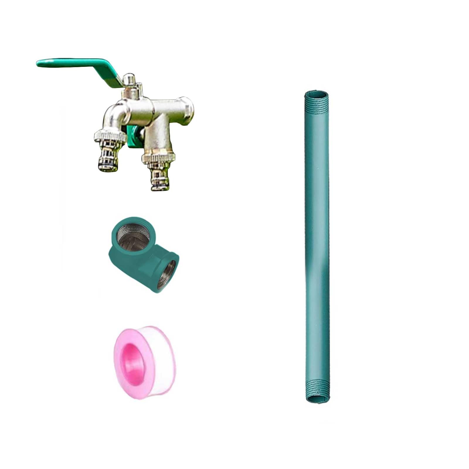 Pionowa kolumna ogrodowa ze stali nierdzewnej 304 z kranem ogrodowym - kran podłogowy do użytku na zewnątrz, zielony, 40 cm/16 cali, trwały i elegancki, idealny do efektywnego nawadniania.