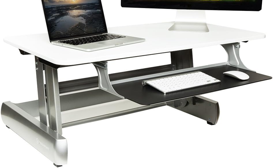 bebebao InMovement Standing Desk, Adjustable Heights for Sitting or Standing While You Work, White, 41 X 26