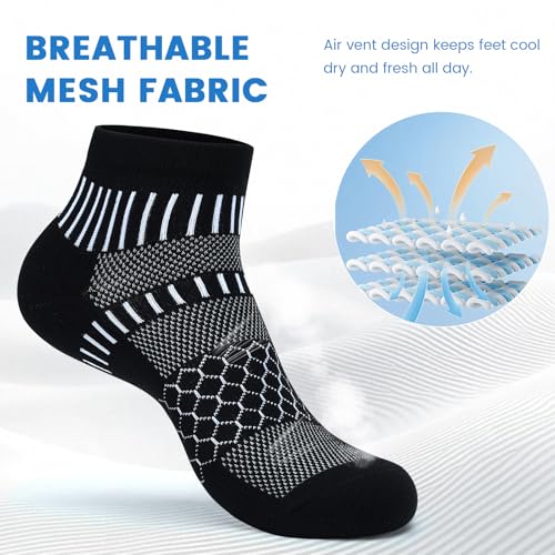 IRAMY Ankle Compression Socks for Men Women Cushioned Running Athletic Socks Plantar Fasciitis Relief 2/4/6 Pairs4