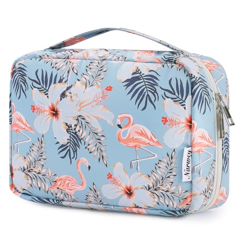 Narwey Beauty Case da Viaggio, Beauty Case da Appendere per Donna Uomo, Borsa da toilette Wash Bag da Travel Kit Viaggio, Trousse Pochette Trucchi Donna per Viaggio (Flamingo Acquatico)