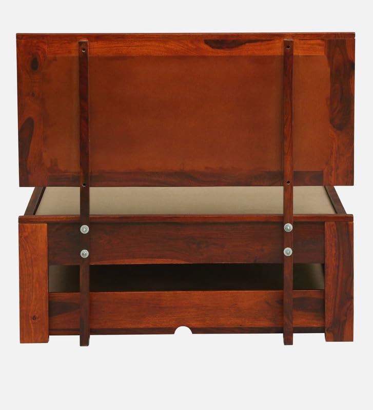 Image of Solid Sheesham Wood Woodora Single Size Trundle Bed with 1 Extra Pullout Bed | Wooden Single Bed Cot Palang Furniture for Bedroom Living Room Home and Hotel (Honey Oak Finish)