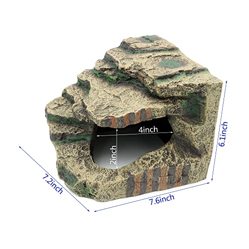 image for JIHAQUA Large Resin Reptile Tank Accessories Hideouts Cave Habitat Dec