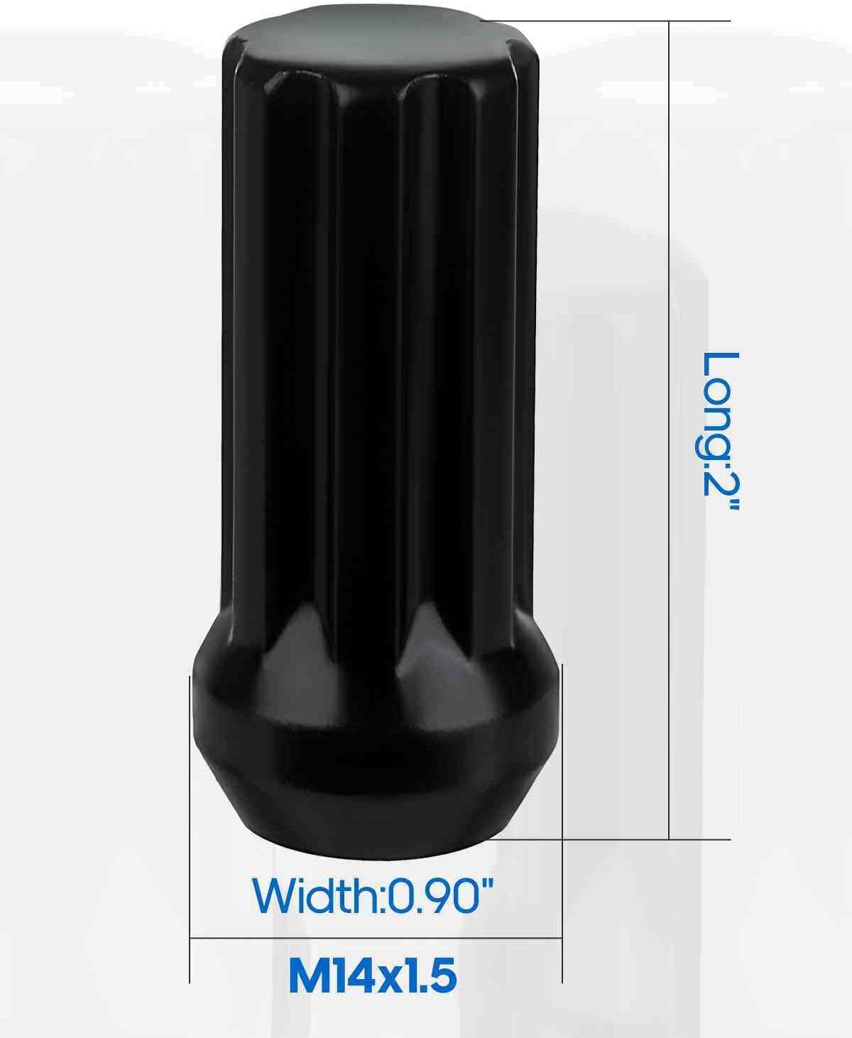 ECCPP M14x1.5 Wheel Lug Nuts 24 Pieces+2 Keys Spline Black Bulge Acorn Drive Close End 3/4" Socket Key 14x1.5 Thread Lug Nuts for 1999-2015 for Silverado 1500 1995-2015 for Tahoe 2008-2014 for Sequoia