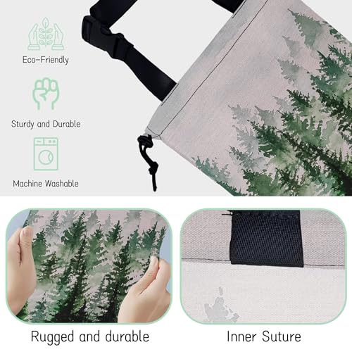 Image of Foggy Forest Car Garbage Bag,Waterproof Small Car Trash Bag Hanging Back of Seat,Drawstring Hanging Car Trash Bag with Adjustable Buckle for Car Accessories