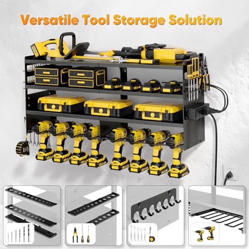 Power-Tool-Organizer-Wall-Mount-with-Charging-Station-4-Layer-Drill-Holder-Tool-Storage-4-Outlet-Power-Strip-Utility-Rack-with-656ft-Cord