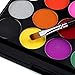 CCbeauty 15 Colors Water Based Face Body Paint Special Effect Makeup with 2 Art Bruhses,4 Sheets Stencils and 8 Sheets Nail Stickers