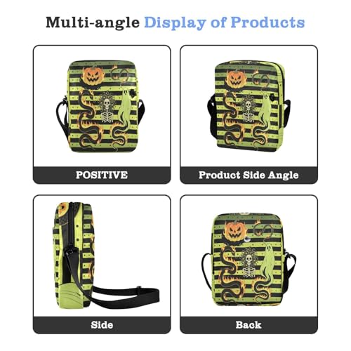 small messenger bag for men mens crossbody cross body purses for women Adjustable Strap for business business- Fire Halloween Snakes Stripe4
