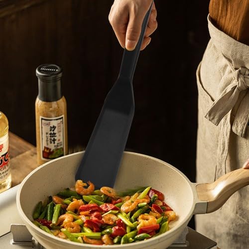 2 Pieces Silicone Spatula, Silicone Spatula Turner, Heat Resistant Flexible Pancake Spatula, for Fish, Eggs, Pancakes, Pizza, Steak, Omelette, Crepes - Image 5