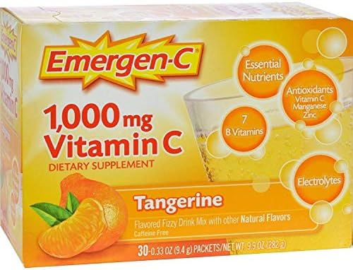 Emergen-C Vitamin C Tangerine Flavored Drink Mix, 0.33 Ounce Each, 30 Count (Pack of 1)
