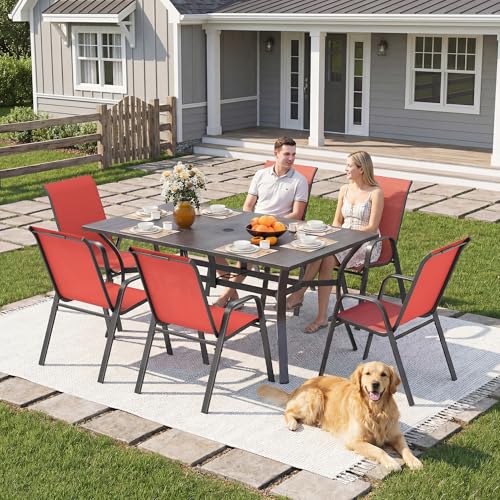 Image of Outdoor Patio Chairs Set of 8 Stackable Dining Chairs All-Weather Textilene Furniture Set for Pool Deck, Backyard