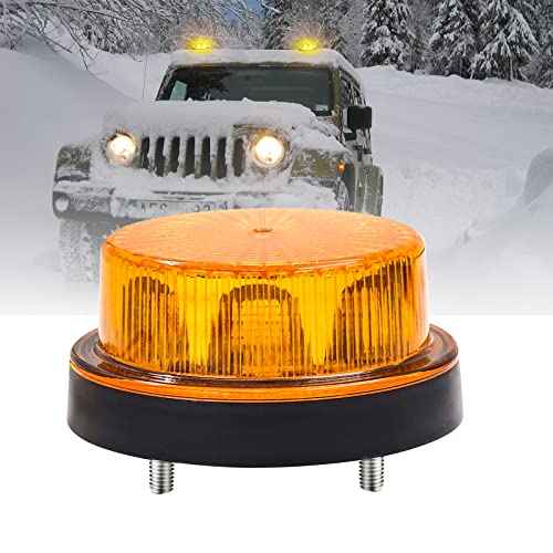 Biqiure Feux Stroboscopique LED,Rond Lampe Stroboscopique Avertissement LED Orange 12V 24V Gyrophare LED Feu Flash LED Clignotant 2 Modes Pour Voiture Véhicule Camion Remorque Van,2pcs