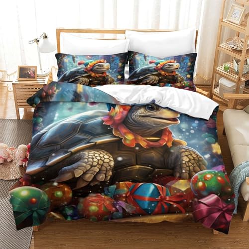 Housse de couette tortue marine 3D King parure de lit microfibre 220x240 cm - 4